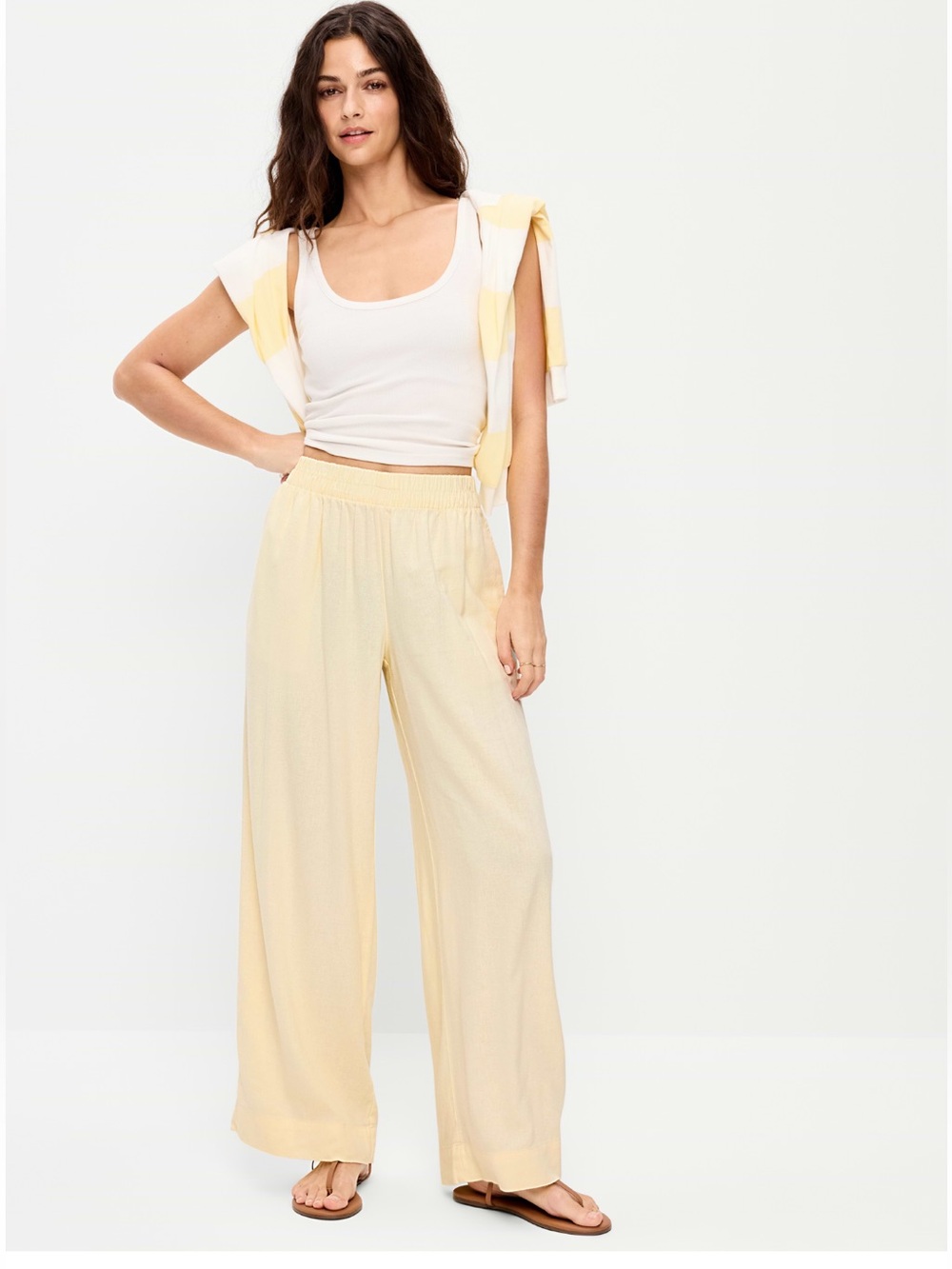 Old Navy High-Waisted Linen Blend Super Wide-Leg Pants